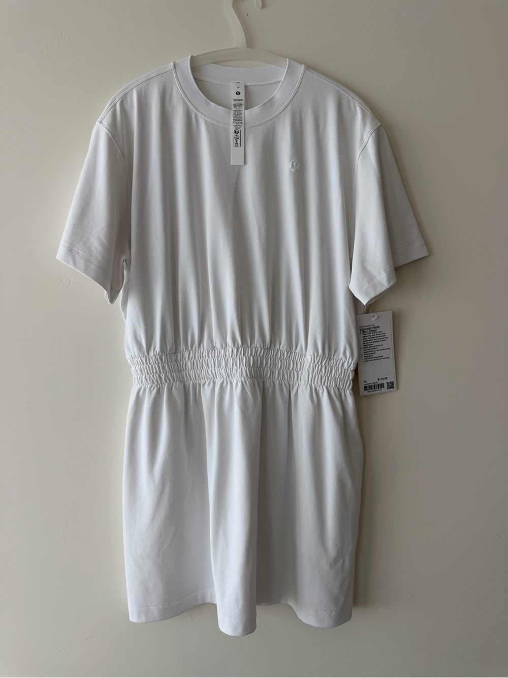 lululemon athletica White Mini Dress with Elastic Waist